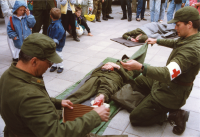 Hemvärnet visar upp sin verksamhet vid ett evenemang på Tuna torg våren 1990.