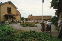 Mangårdsbyggnaden på Husby gård hyser ett gårdsmuseum. Patron Gustafsons hem och samlingar utgör stommen i museet. 
Gården har anor sedan långt tillbaka i tiden och nämns i skrift första gången år 1298. Gården har under historien tjänat som kungsgård och försett kronan med förnödenheter så långt tillbaka som medeltid, och kanske även vikingatid.
1858 föds Teodor Gustafson i Markim. Husby Gård har vid denna tid gått i arv i Teodors familj sedan början av 1700-talet och, trots att han är näst yngst i syskonskaran, kommer just Teodor att så småningom ta över Husby. Han får tidigt delta i sysslorna på gården som på den tiden sköttes med djur och folk, då det inte fanns maskiner i lantbruket. Här inleds Teodor Gustafsons intresse för allt som är gammalt och fornt och drygt 30 år efter hans död blir hans familjehem museum, tack vare arvtagerskan fröken Sigrid Åkerberg.