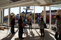 Visning av det pågående bygget av Vallentuna Kulturhus och bibliotek.