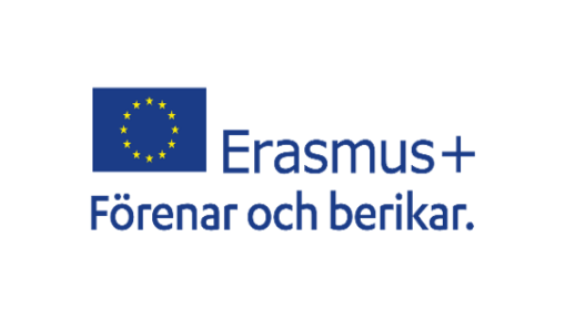 Eramus+ logotypen med EU flagga och texten förenar och berikar.