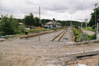 Upprustning av Roslagsbanan sommaren 2002. Vallentuna stationsområde.