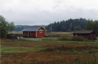 Godsmagasinet vid Frösunda järnvägsstation renoveras. I slutet av 1990-talet tog Frösunda hembygdsförenings beslut om ett bevarande av magasinet. Föreningen ansökte om pengar för det falsade plåttaket, vilket beviljades hos Länsstyrelsen. Fasadens färgsättning har återskapades med utgångspunkt från gamla färglager som skrapades fram närmast träet. På bilden är plåttaket ännu ej lagt. Målning av byggnaden och takarbetet utfördes ideellt av människor i bygden. Till höger syns Stinsens tvättstuga.
Stationsmiljön i Frösunda, med stationshuset, Stinsens tvättstuga och godsmagasinet är ett mycket väl bevarat exempel på hur det såg ut när järnvägen invigdes och byggnaderna utmed banan stod klara. Det stora godsmagasinet invid rälsen användes av järnvägsbolaget för att förvara styckegods som sedan skulle fraktas vidare med tåg. Godsmagasinet finns redovisat på en järnvägskarta från mitten av 1880-talet och är alltså jämnårigt med Roslagsbanan som invigdes 1885. Byggnaden är unik då Länsstyrelsen inte känner till något motsvarande godsmagasin från denna tid i Stockholms län. 