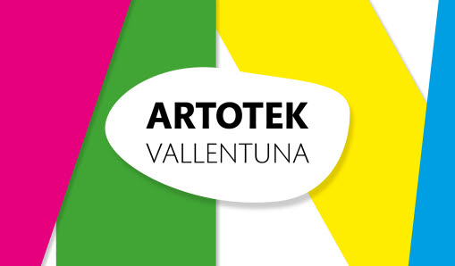 Färgglad bild med titeln Artotek Vallentuna utskriven