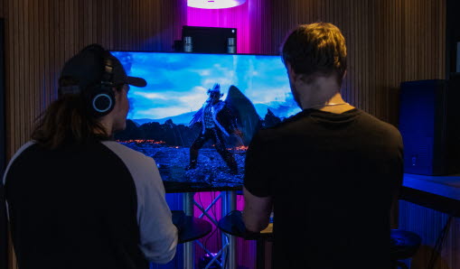 Två ungdomar spelar tv-spel